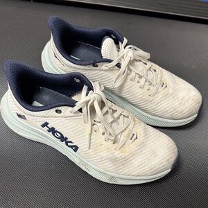 Hoka White and Navy Athletic Sneakers